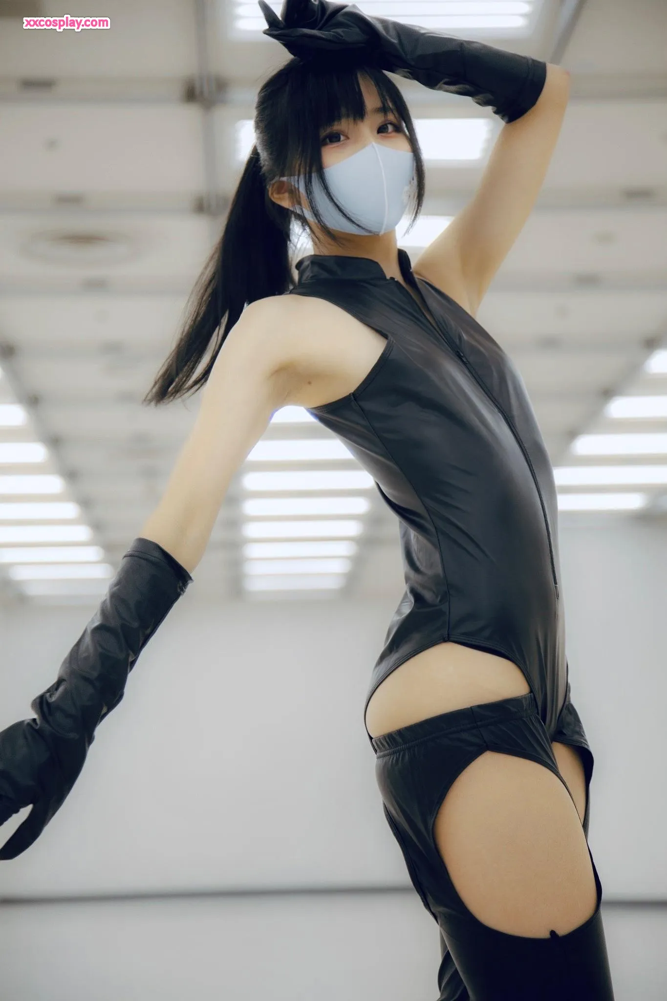 Yanagimaru in Shiny Black Latex Catsuit